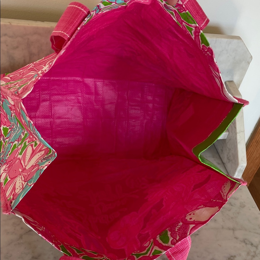 LILLY PULITZER Shore do love shopping Pink and Green Floral Market Eco Tote - Picture 5 of 16
